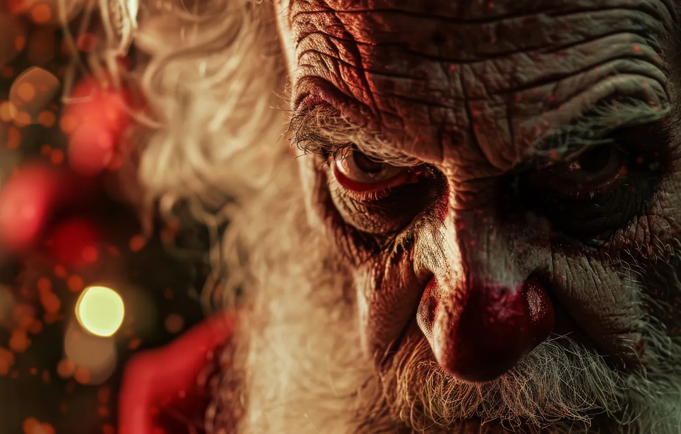 Photo wallpaper eyes, look, hair, new year, nose, Christmas, Santa Claus, closeup