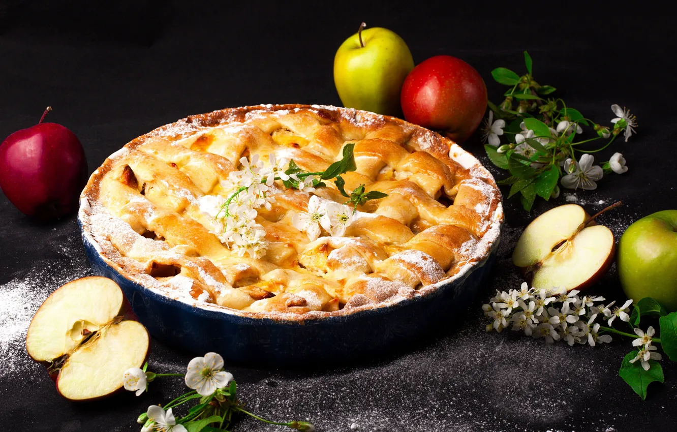 Photo wallpaper apples, apple, pie, cakes, sweet, pie, cherry, baking