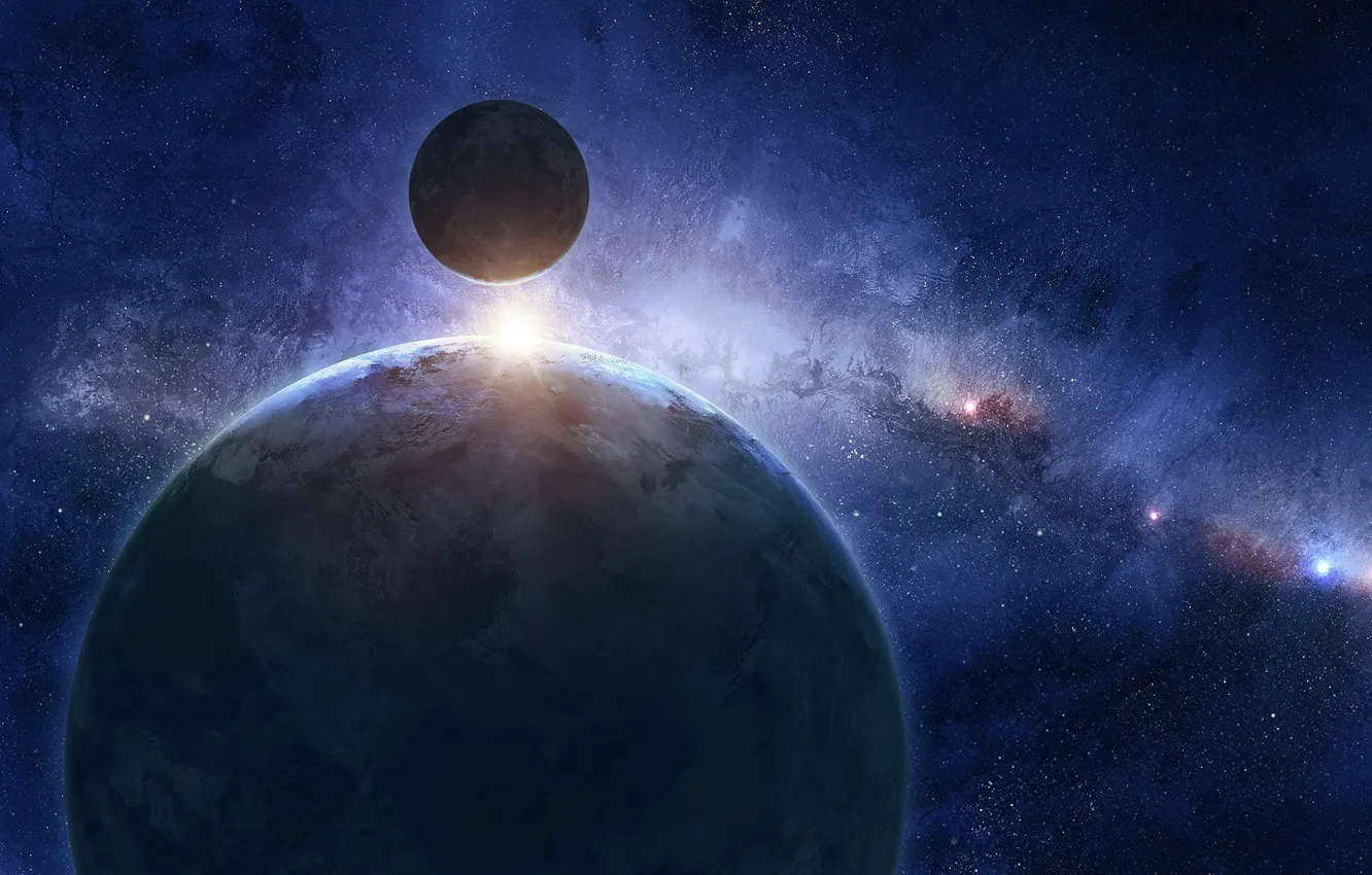Photo wallpaper blue, cosmos, planet, sci fi