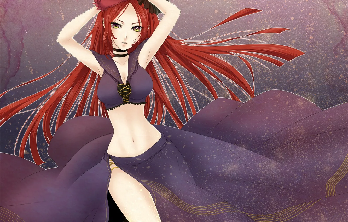 Photo wallpaper girl, background, dress, art, red, hat, Naoto, Namine Ritsu