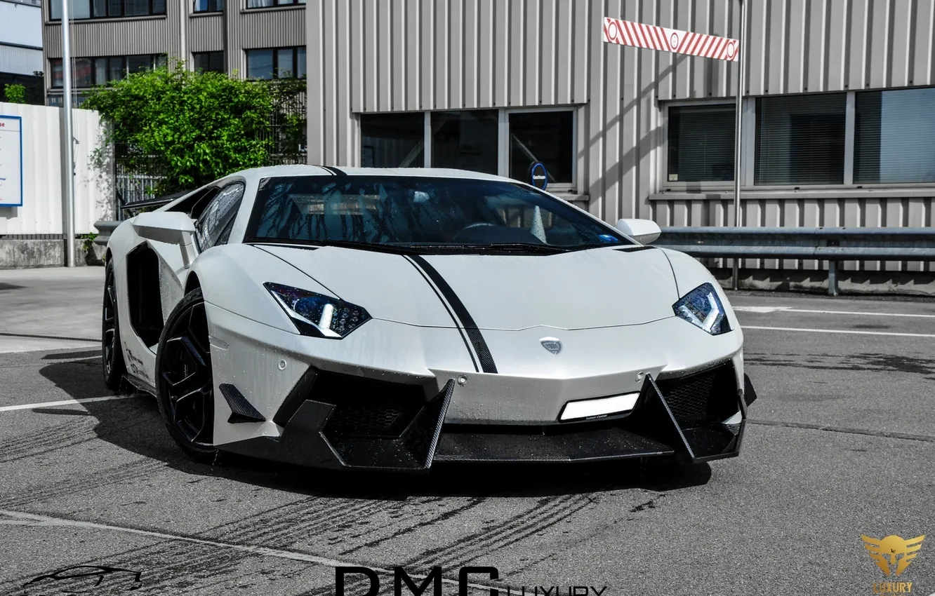 Photo wallpaper car, Lamborghini, tuning, front, LP700-4, Aventador, nice, DMC Luxury