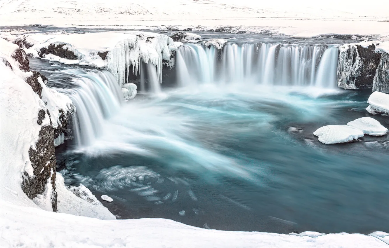 Photo wallpaper river, Iceland, Goðafoss waterfall