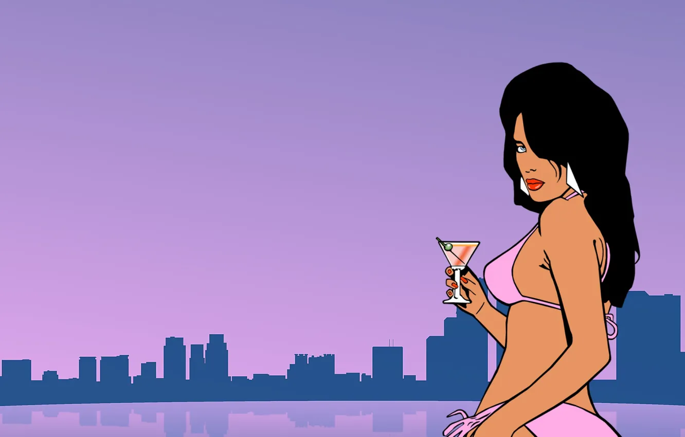 Photo wallpaper girl, the city, background, glass, Grand Theft Auto: Vice City