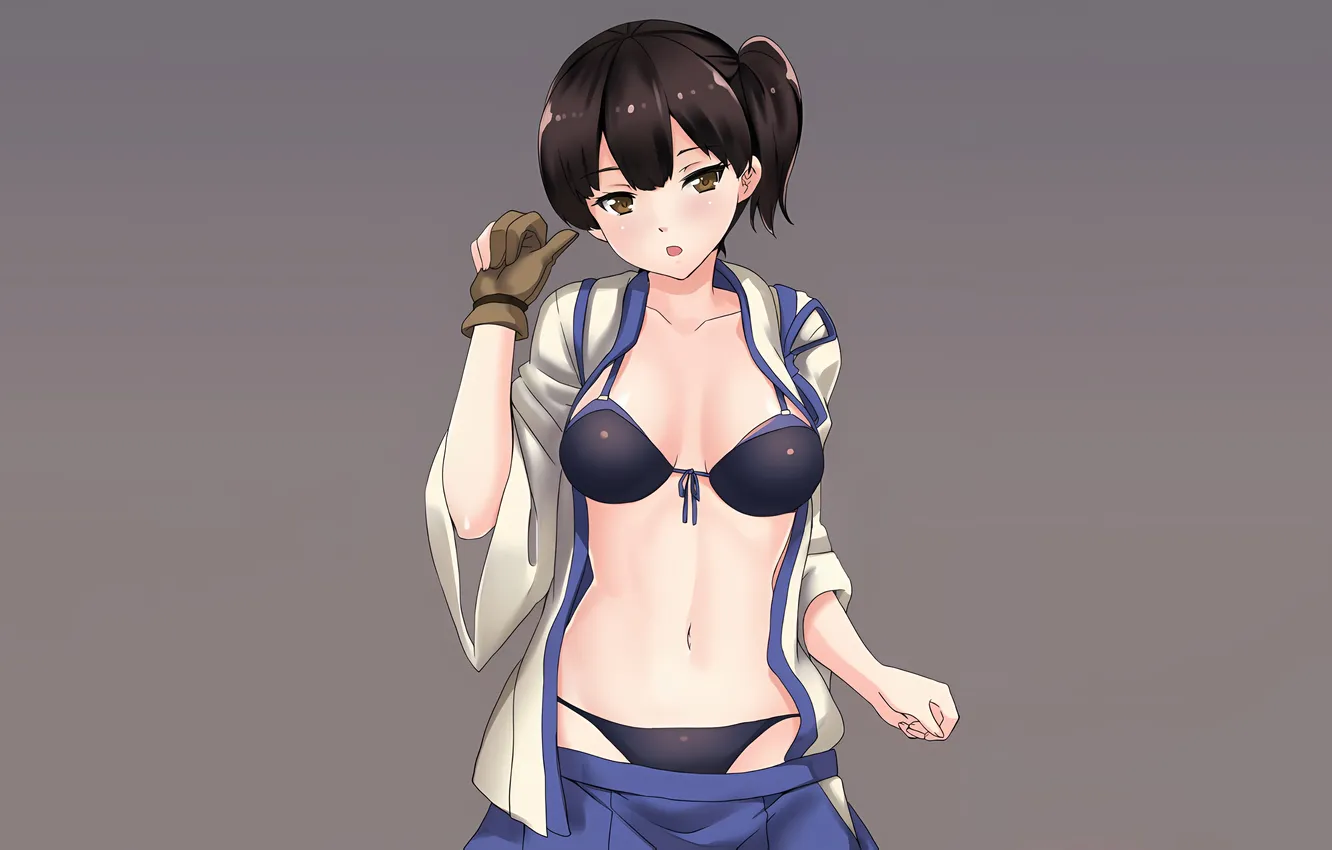 Photo wallpaper girl, sexy, lingerie, bra, cleavage, panties, brown eyes, boobs