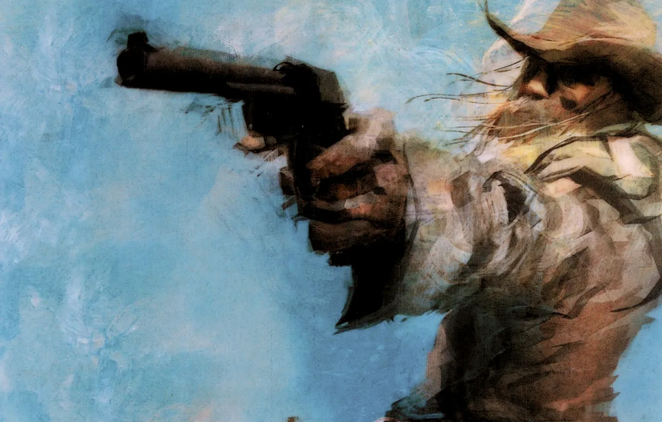 Photo wallpaper Cowboy, revolver, Western, shooter