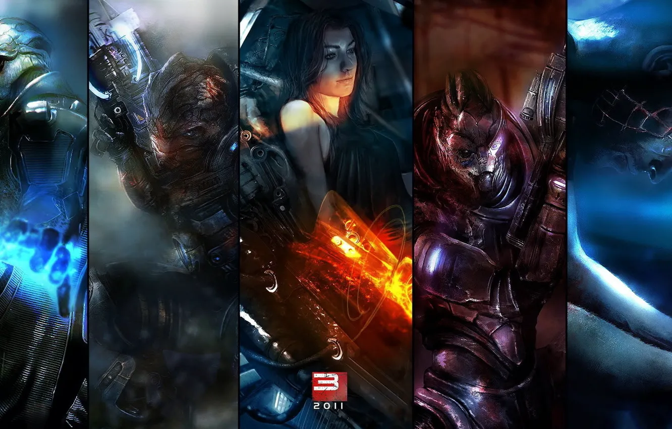 Photo wallpaper mass effect, Shepard, Thane Krios, Garrus Vakarian, Miranda Lawson, Urdnot Gryunt