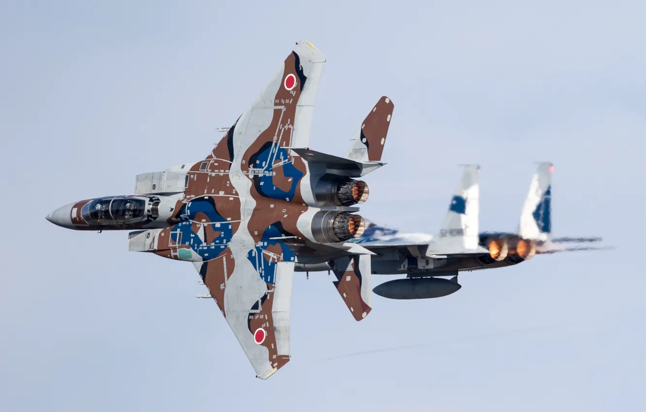 Photo wallpaper fighters, Mitsubishi, flight, F-15DJ
