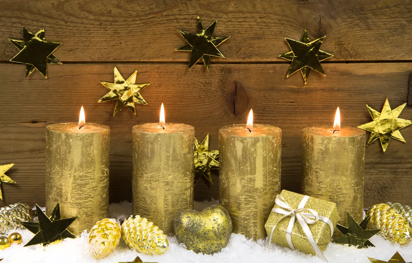 Photo wallpaper new year, Christmas, candles