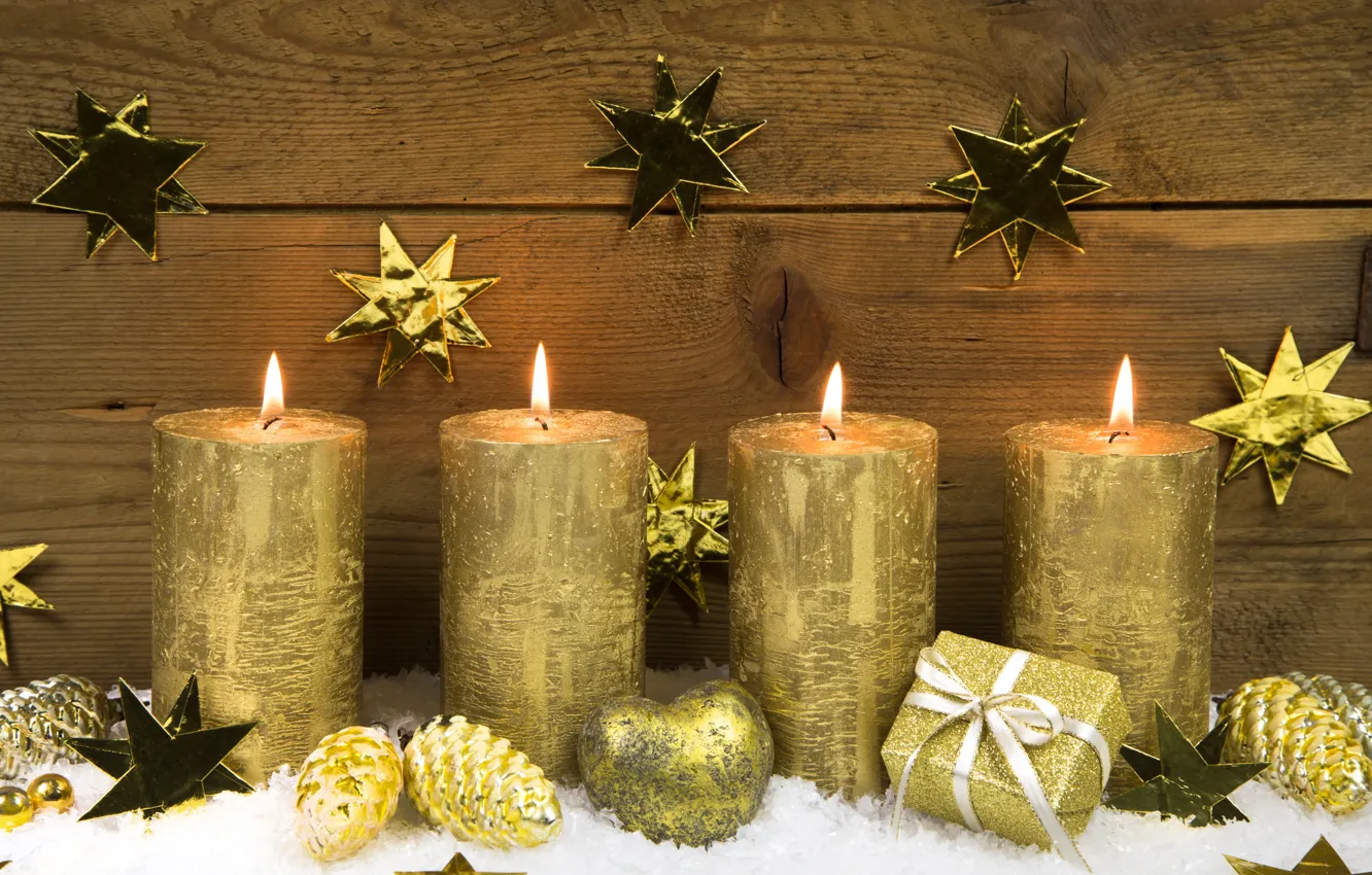 Photo wallpaper new year, candles, Christmas