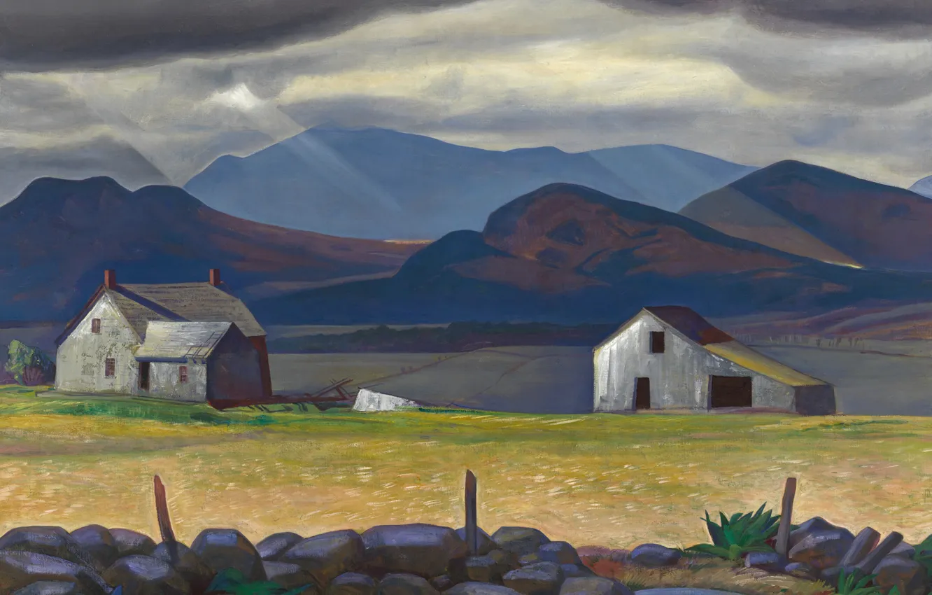 Photo wallpaper landscape, mountains, home, picture, Adirondack, Rockwell Kent, Rockwell Kent