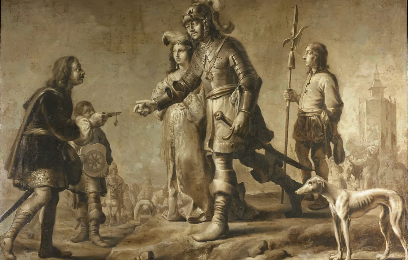 Photo wallpaper oil, canvas, Adrian van de Venne, Adriaen van de Venne, 1626, Receive honors from the …