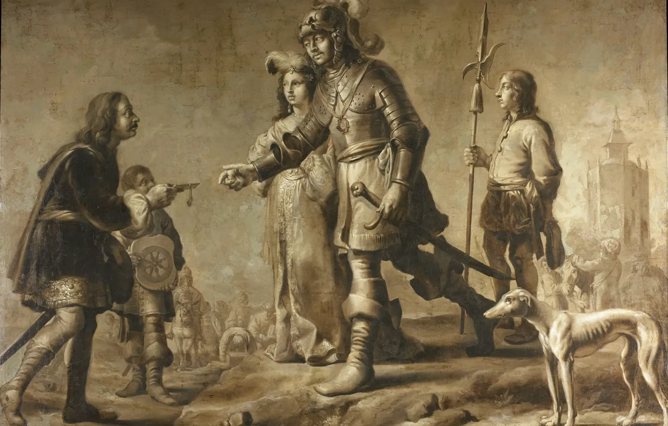 Photo wallpaper canvas, Adrian van de Venne, Adriaen van de Venne, oil, 1626, Receive honors from the …