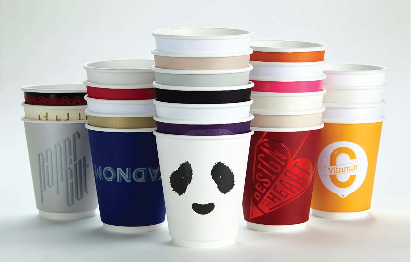 Photo wallpaper gamma, design, cups, stack, Antalis Start The Day With Paper