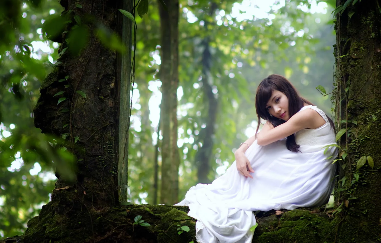 Photo wallpaper girl, nature, Asian