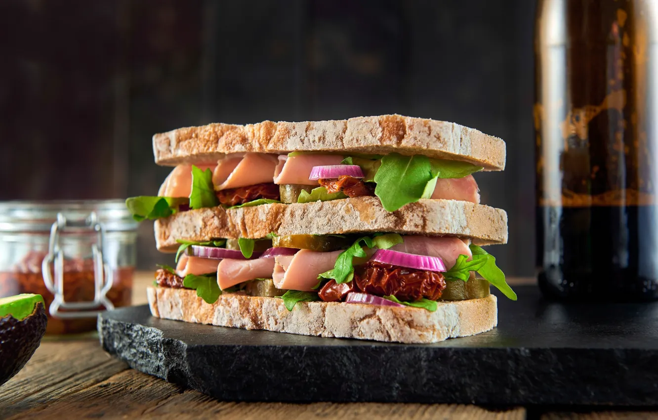 Photo wallpaper bread, sandwiches, ham