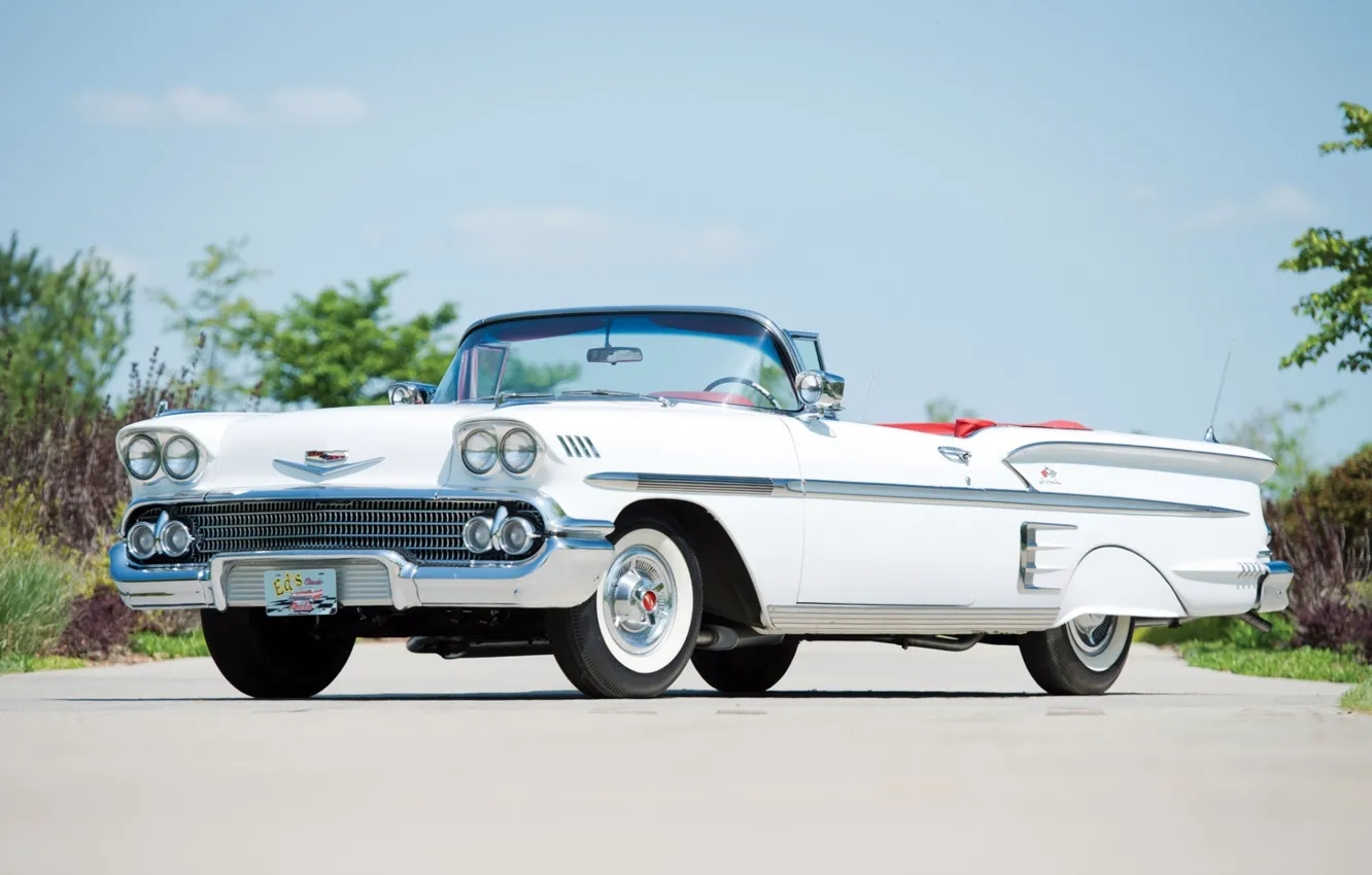 Photo wallpaper Chevrolet, Chevrolet, Bel Air, the front, Impala, Convertible, 1958