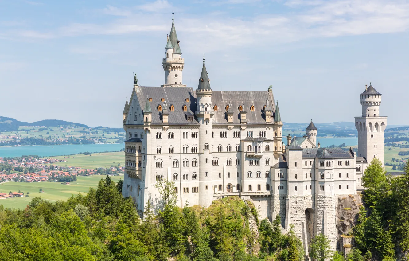 Photo wallpaper mountains, castle, Germany, Germany, mountain, Neuschwanstein, Bavaria, Neuschwanstein Castle