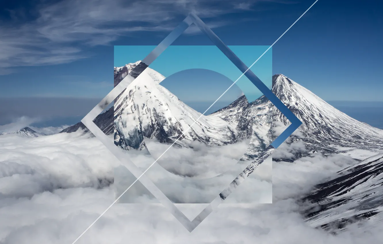 Photo wallpaper abstract, nature, mountain, snow, geometry, geoshapes