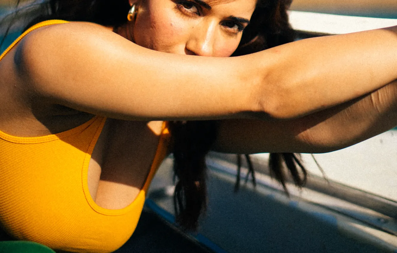 Photo wallpaper girl, sexy, hot girl, eyes, smile, beautiful, figure, model