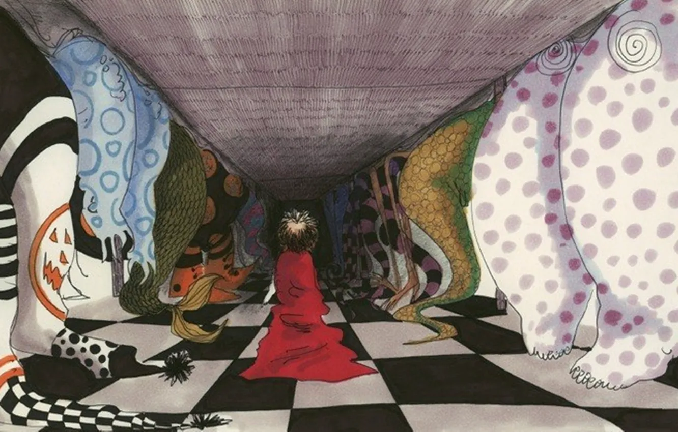 Photo wallpaper loneliness, fear, feet, boy, Tim Burton