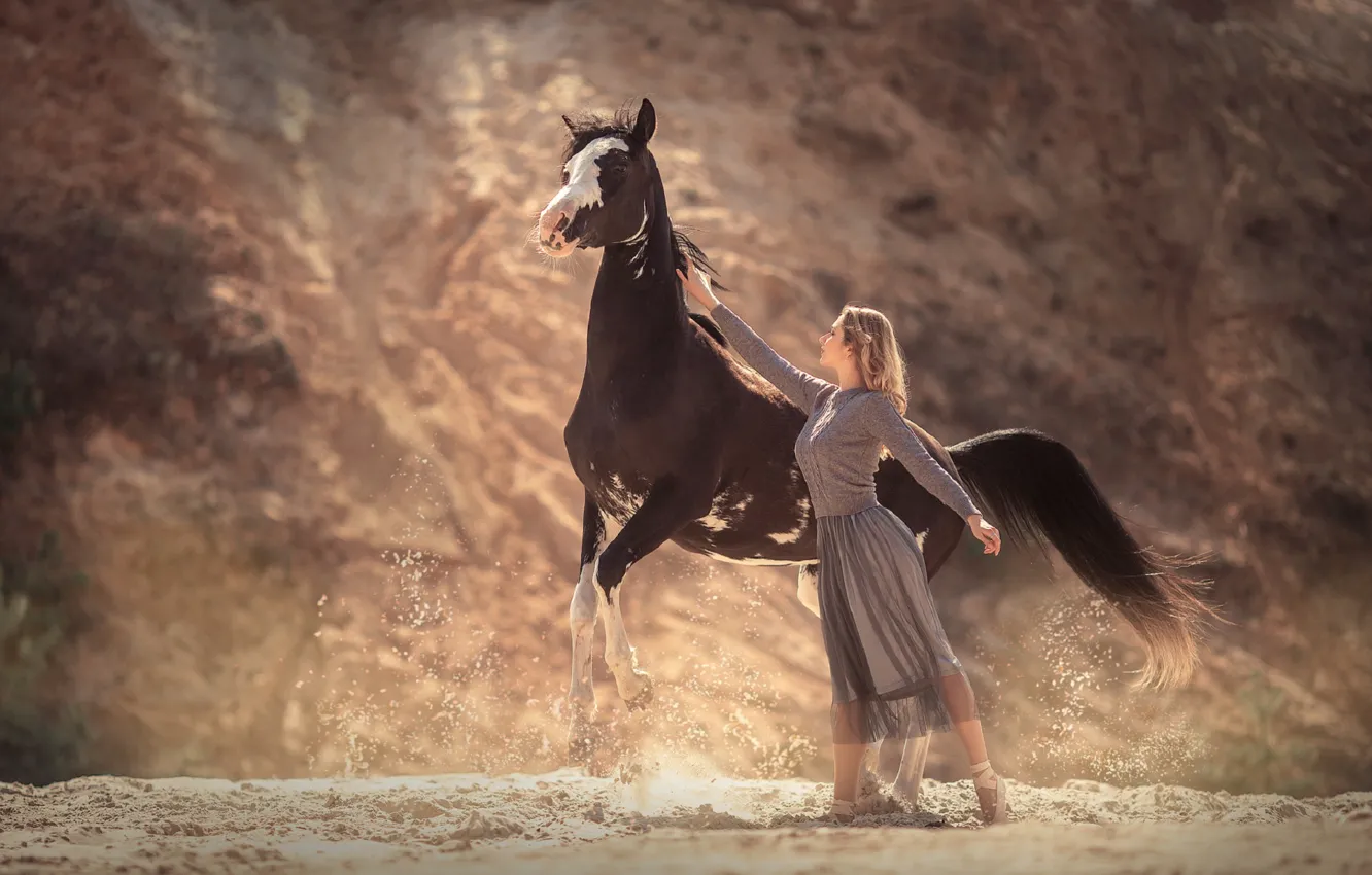 Photo wallpaper girl, pose, horse, Annie Of Antikov