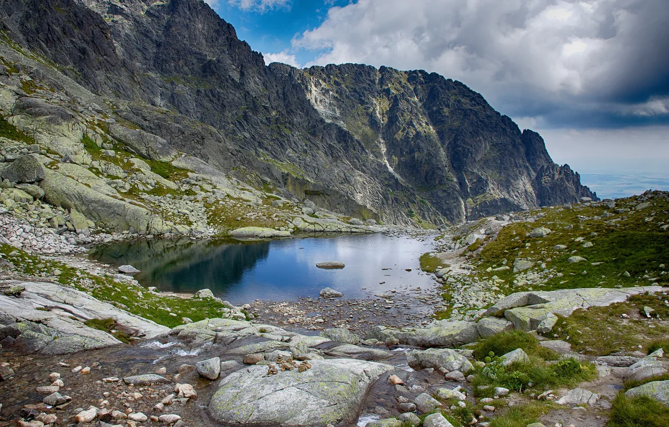 Photo wallpaper mountains, stones, Tatras, lake