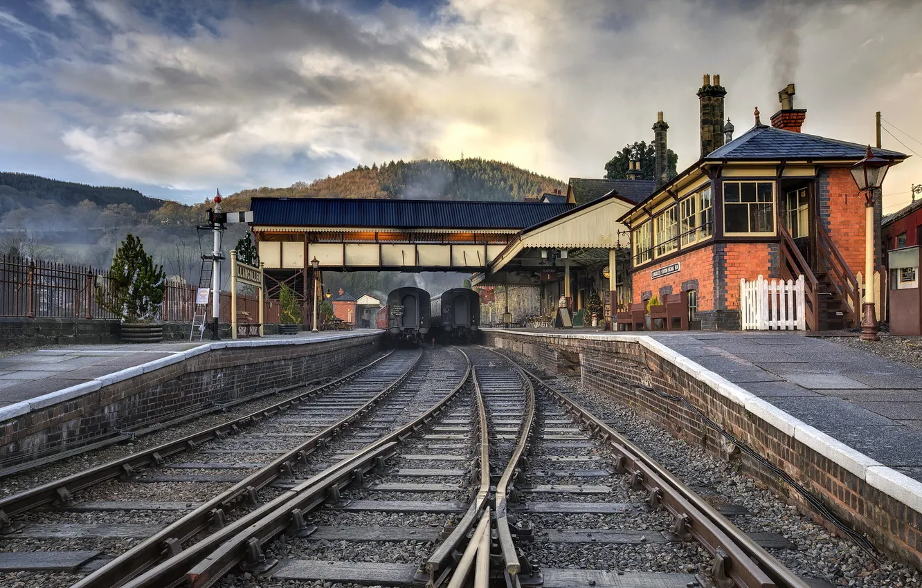 Photo wallpaper road, the city, station, Llangollen Railway Station