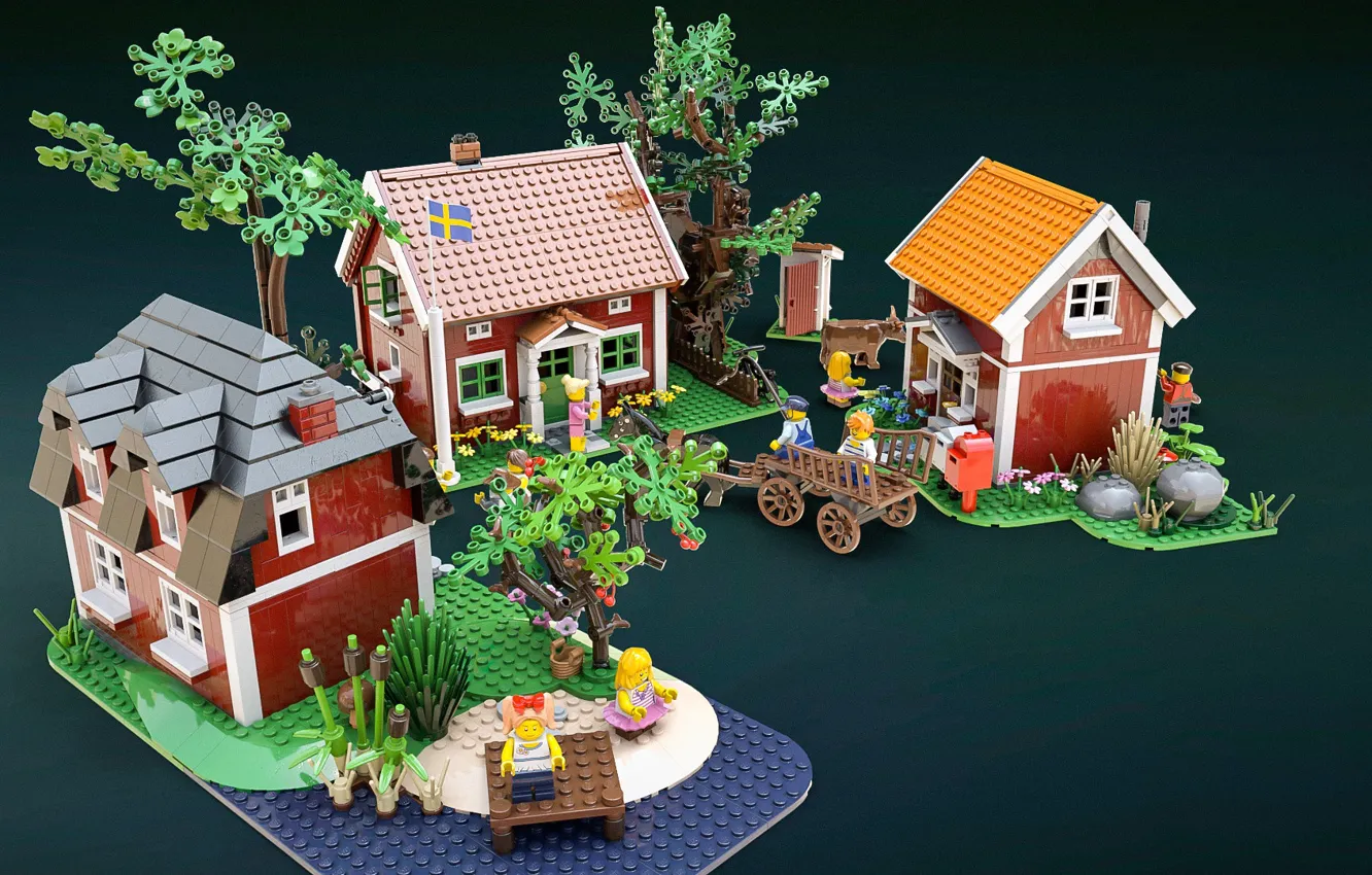 Photo wallpaper the game, Lego, children, Noisy Village