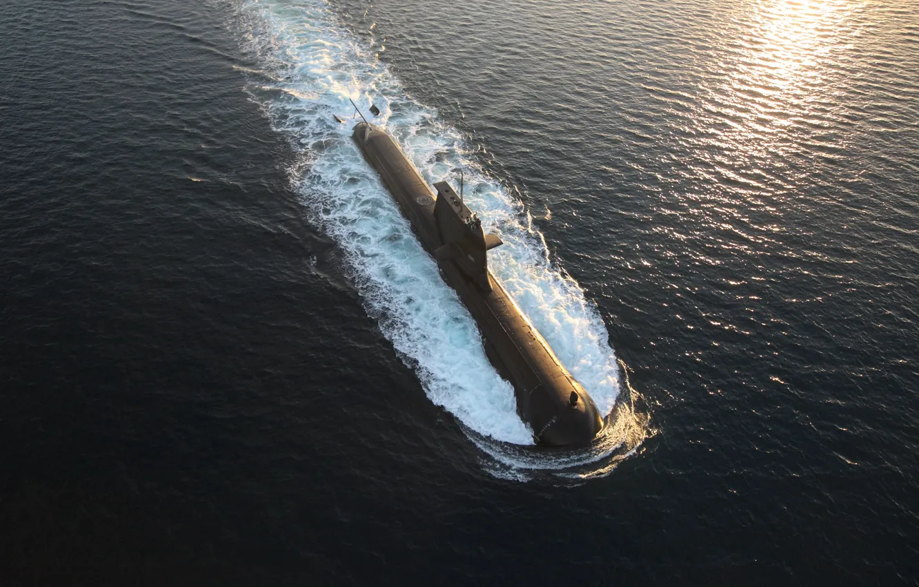 Photo wallpaper diesel submarine, hmas waller, surface