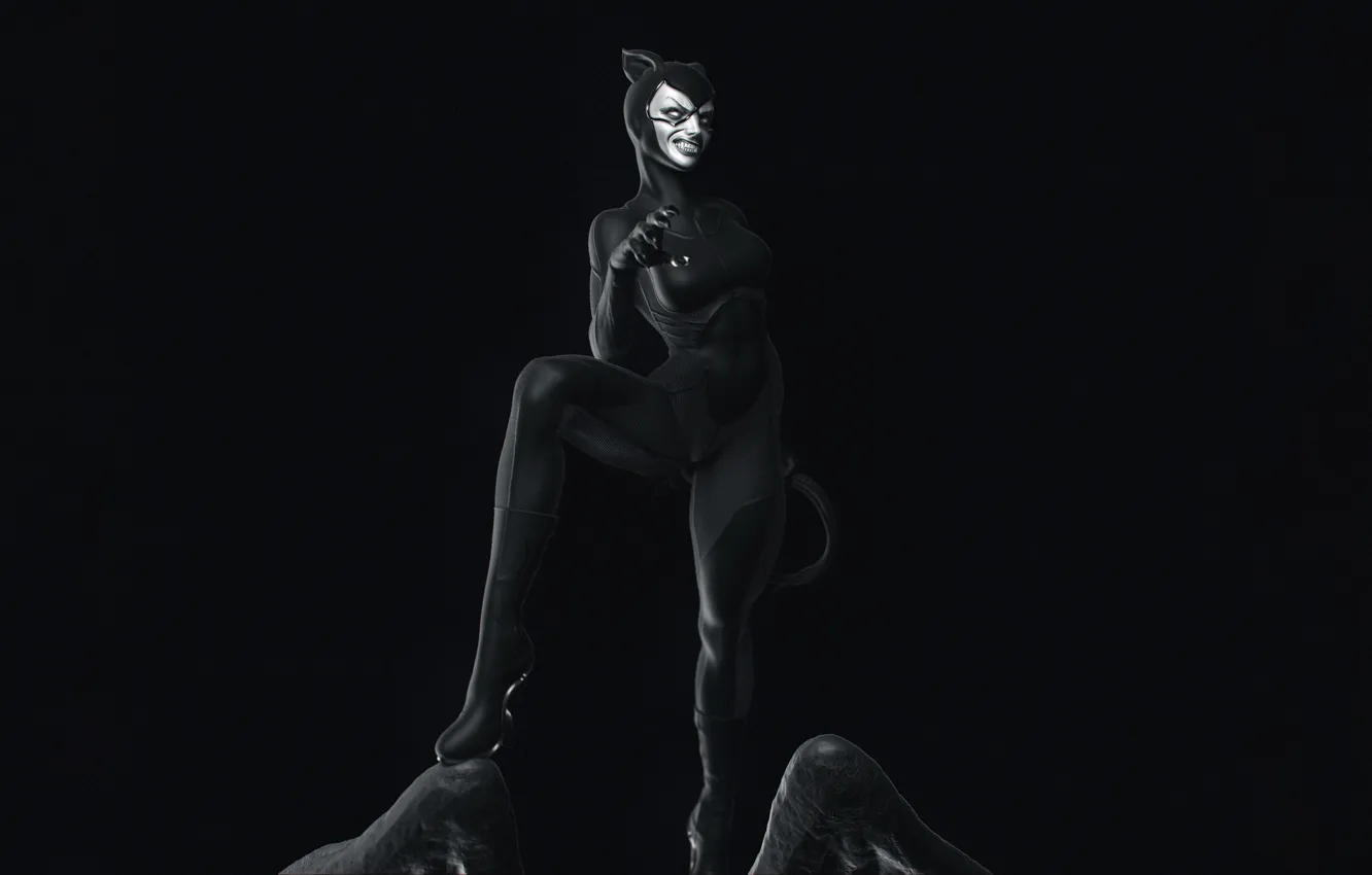 Photo wallpaper style, background, minimalism, figure, art, costume, latex, Catwoman