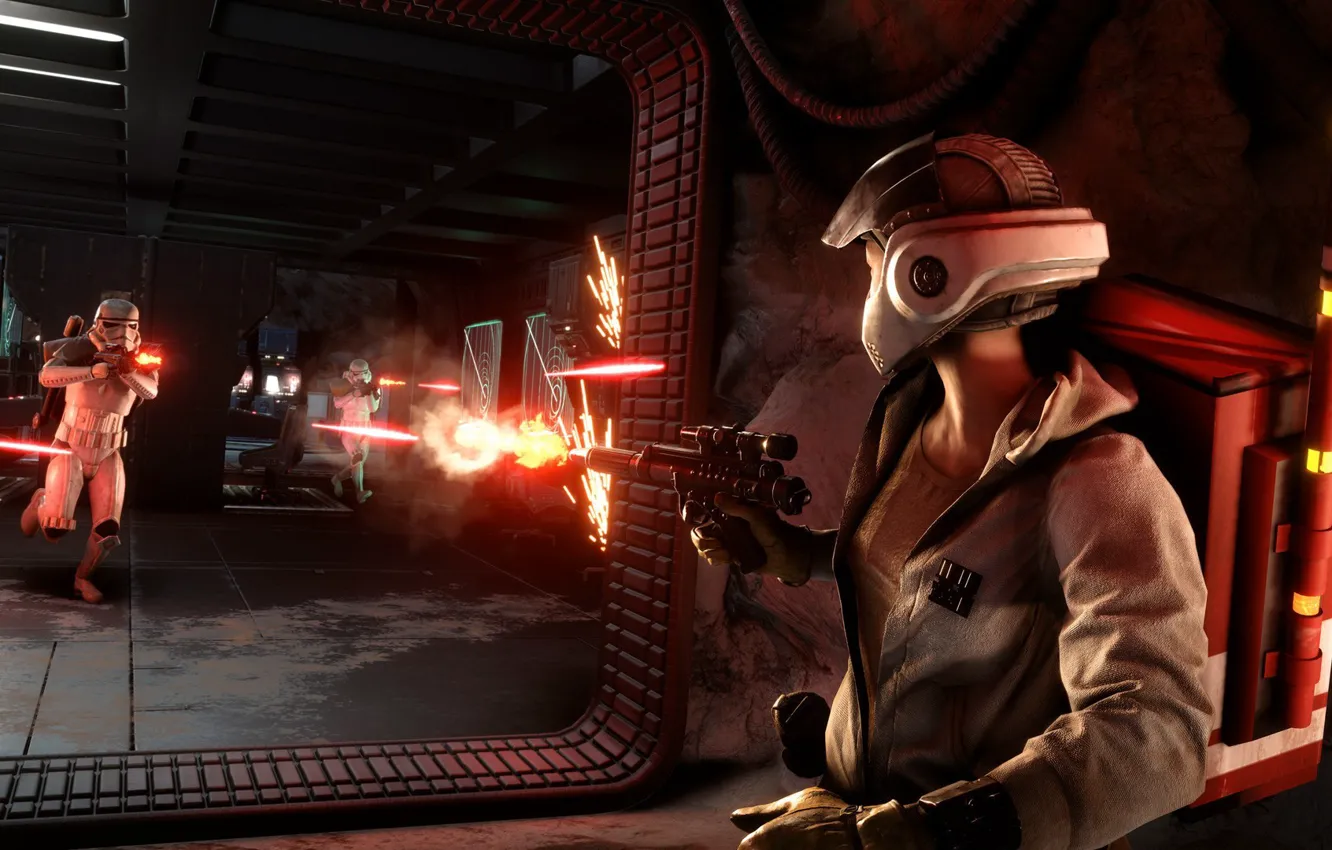 Photo wallpaper the game, Electronic Arts, DICE, Stormtroopers, Rebels, star wars battlefront, battle for the goods