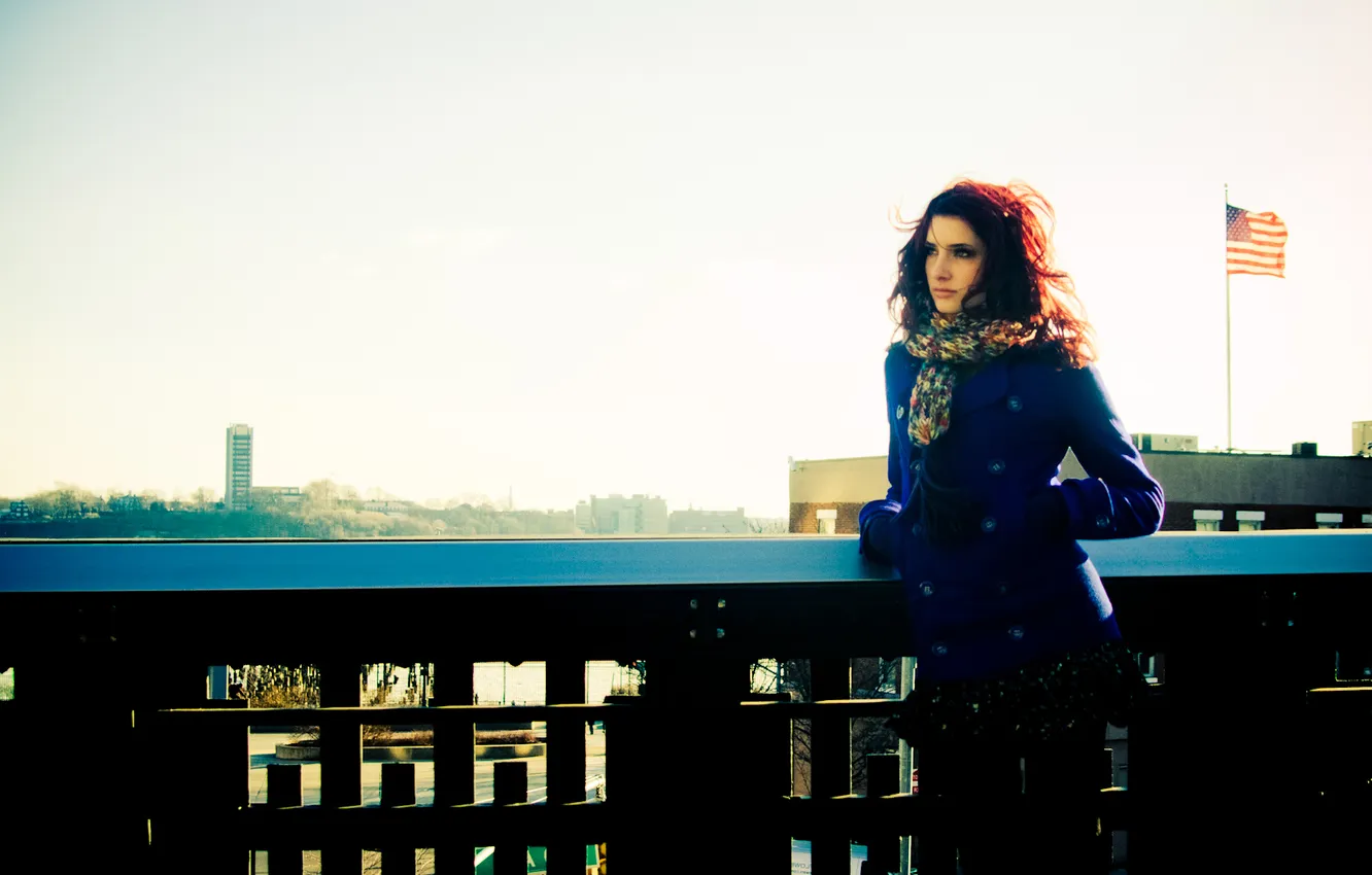 Photo wallpaper girl, model, scarf, Susan Coffey