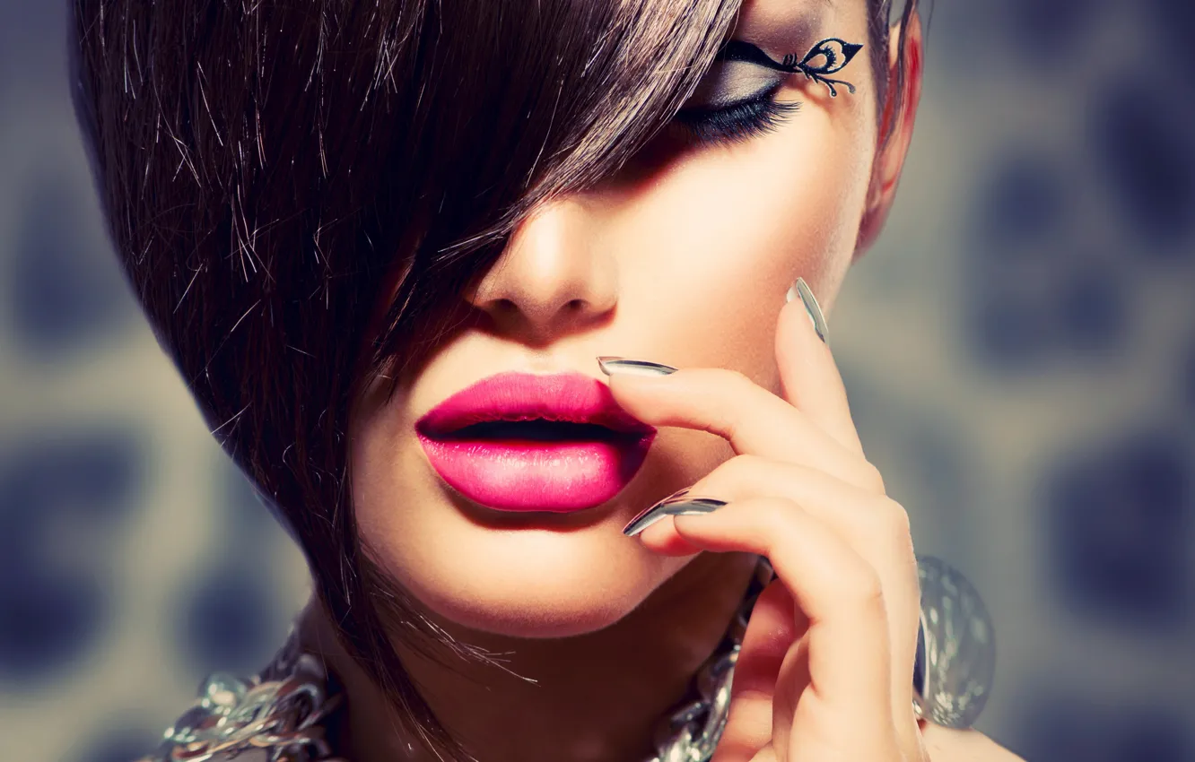 Photo wallpaper girl, decoration, eyelashes, model, makeup, Anna Subbotina