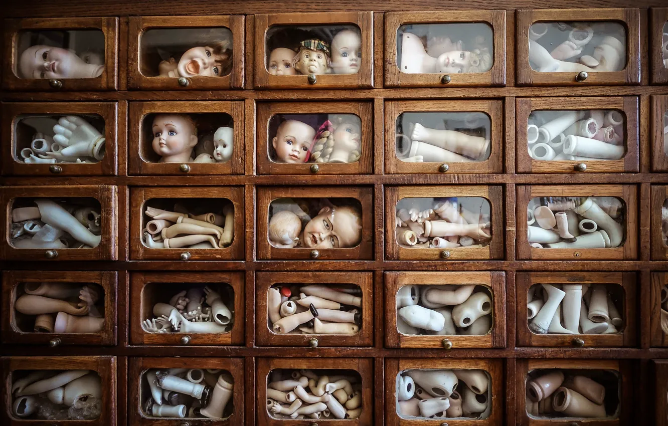 Photo wallpaper doll, part, Dolls clinic