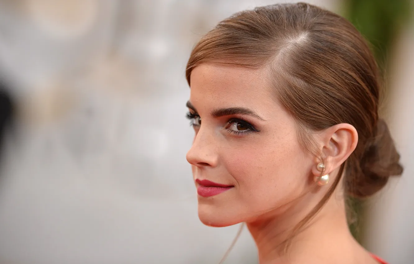 Photo wallpaper look, actress, hairstyle, Emma Watson, earrings, brown eyes, Emma Watson
