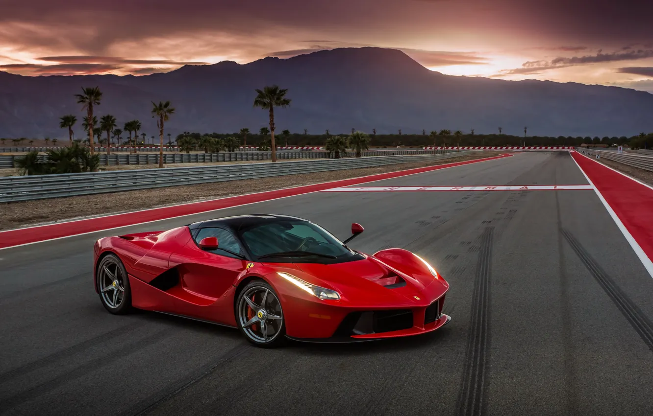 Photo wallpaper car, auto, Ferrari, supercar, red, Ferrari, track, LaFerrari