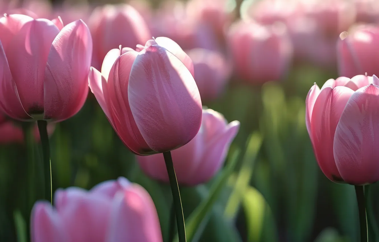 Photo wallpaper flowers, holiday, spring, tulips, March 8, AI art, universal holiday background, neural network