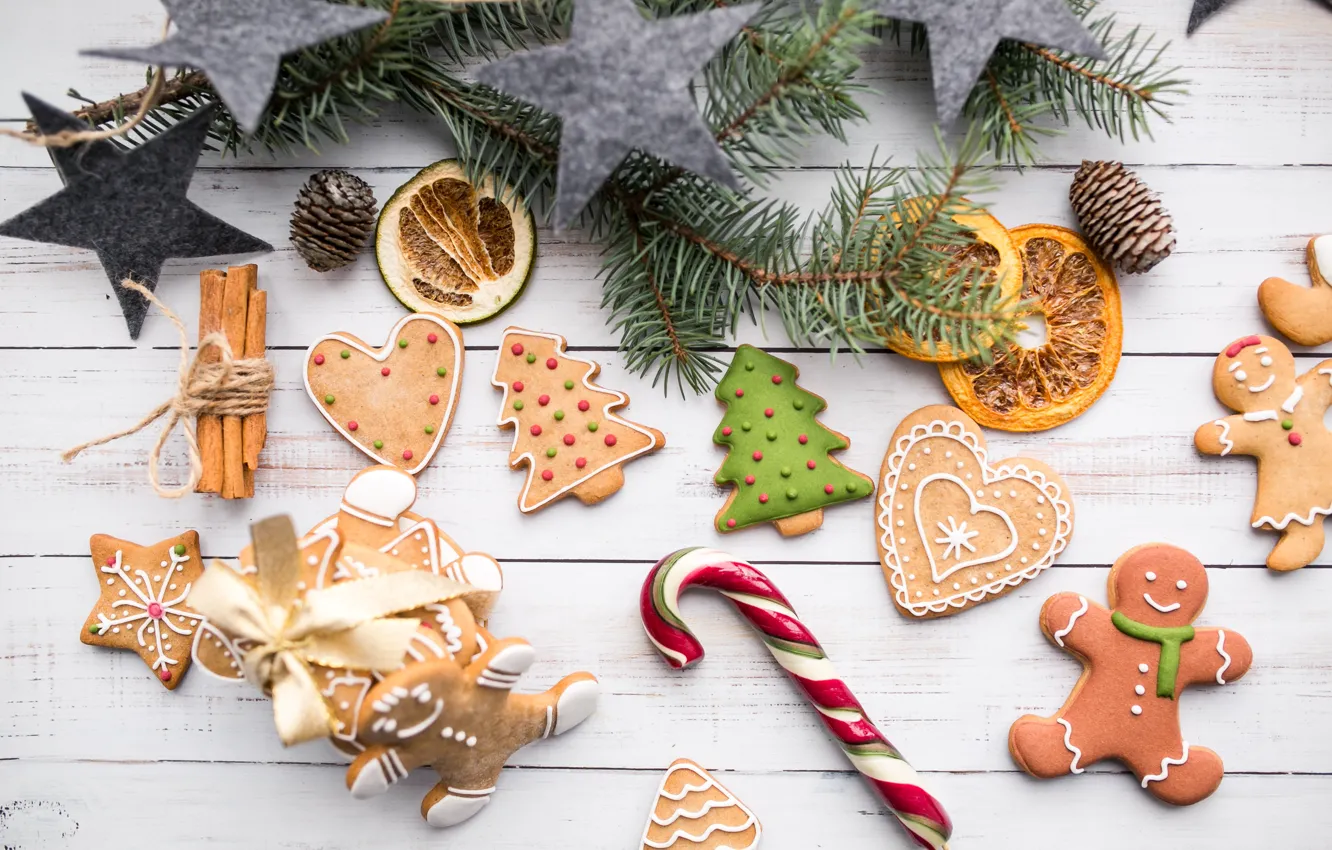 Photo wallpaper men, cinnamon, herringbone, Christmas, stars, winter, New Year, sweet