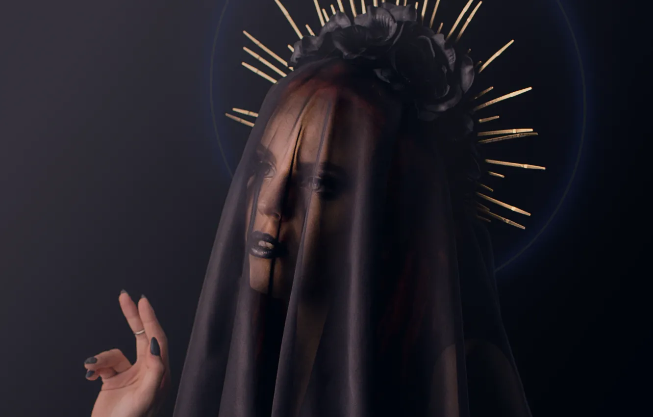 Photo wallpaper hands, black, flowers, style, Christina Alexandridi, in black, the dark background, makeup
