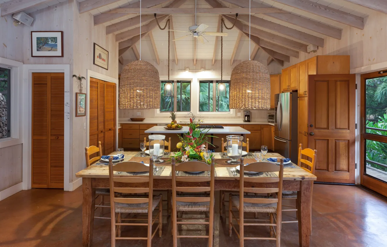 Photo wallpaper interior, kitchen, dining room, Lalamilo Beach House
