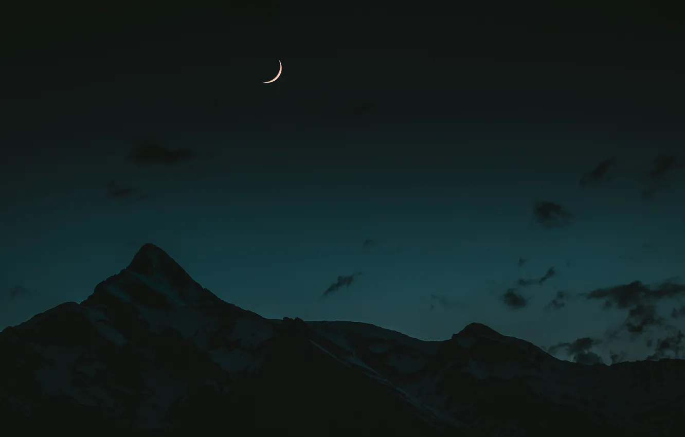 Photo wallpaper winter, the sky, clouds, snow, mountains, night, nature, rocks