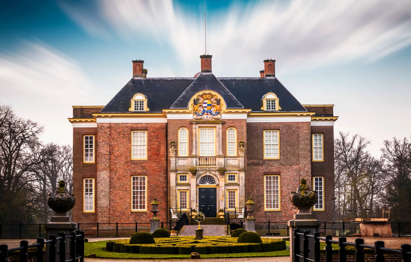 Photo wallpaper trees, Middachten Castle, castle, yard, Netherlands