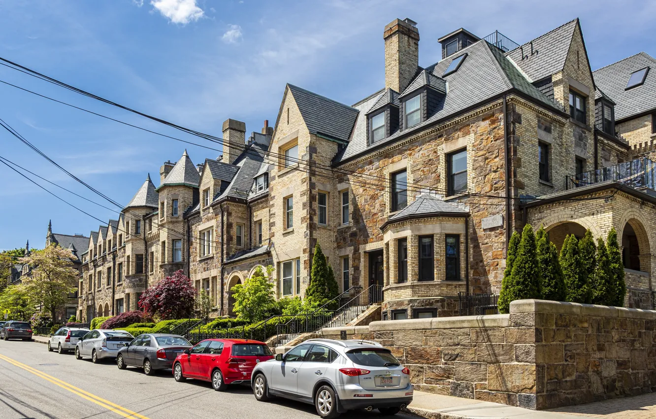 Photo wallpaper street, building, home, mansion