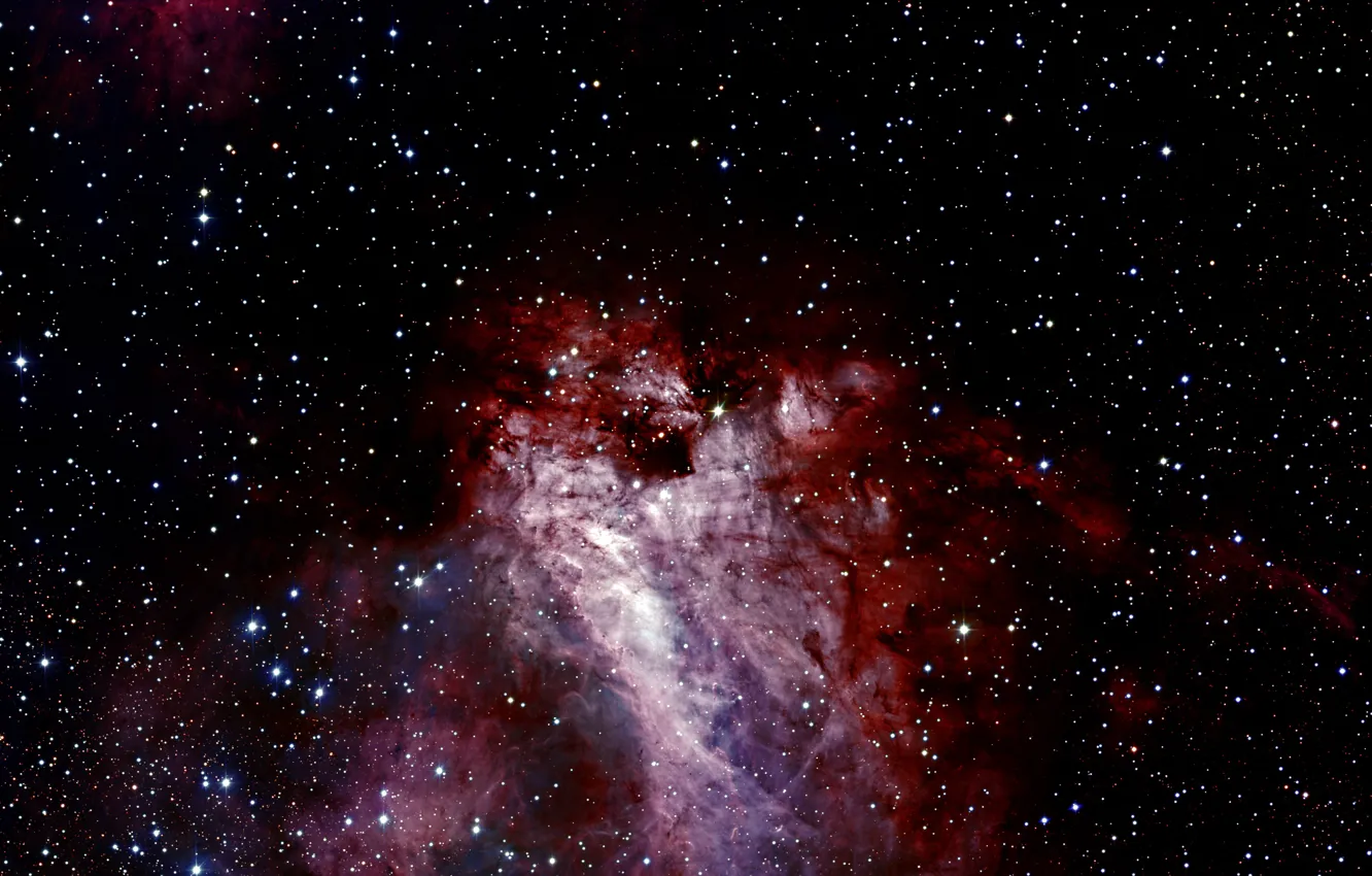 Photo wallpaper Chili, The Chair, Messier 17, Constellation of Sagittarius, The Omega Nebula, Star Forming Region, H …