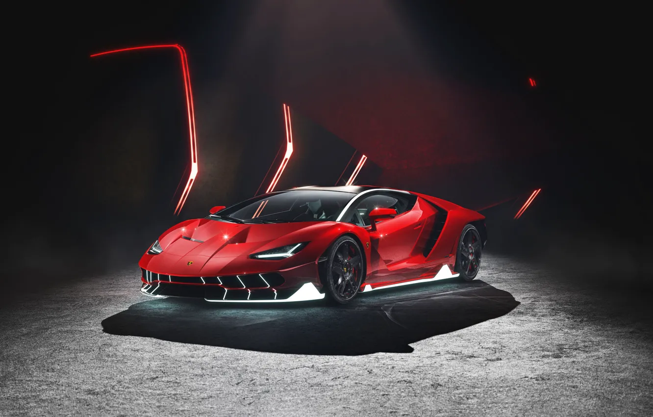 Photo wallpaper Red, Auto, Lamborghini, Machine, Supercar, Sports car, Lamborghini Centenary, Centennial