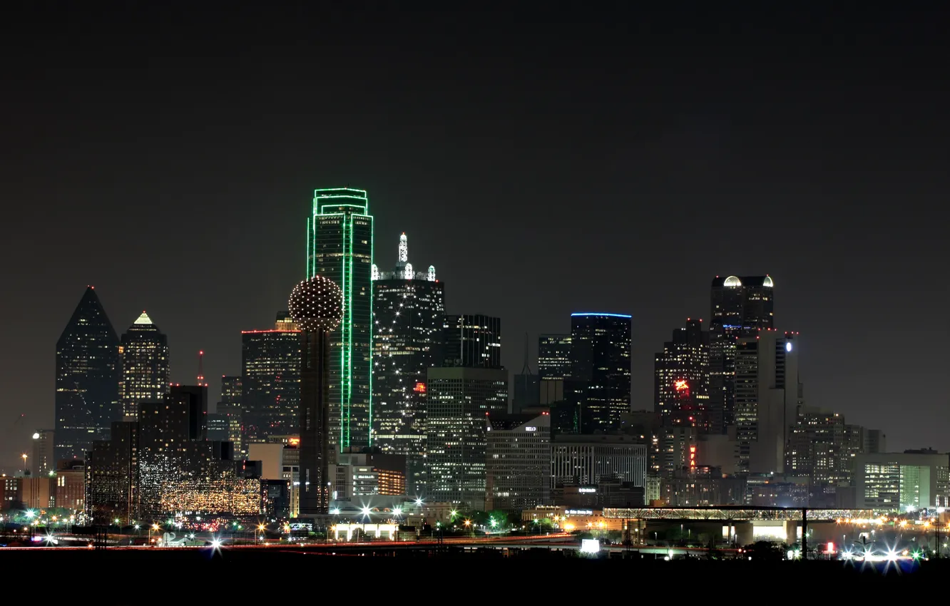 Photo wallpaper the city, lights, skyscrapers, night, Dallas