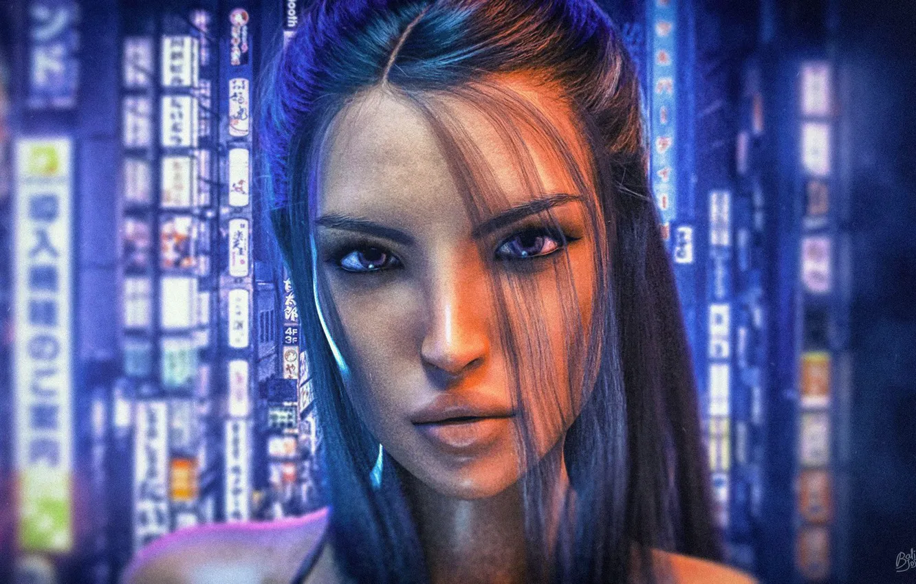 Photo wallpaper look, city, art, girl, brunette, cute, bali josa, girl