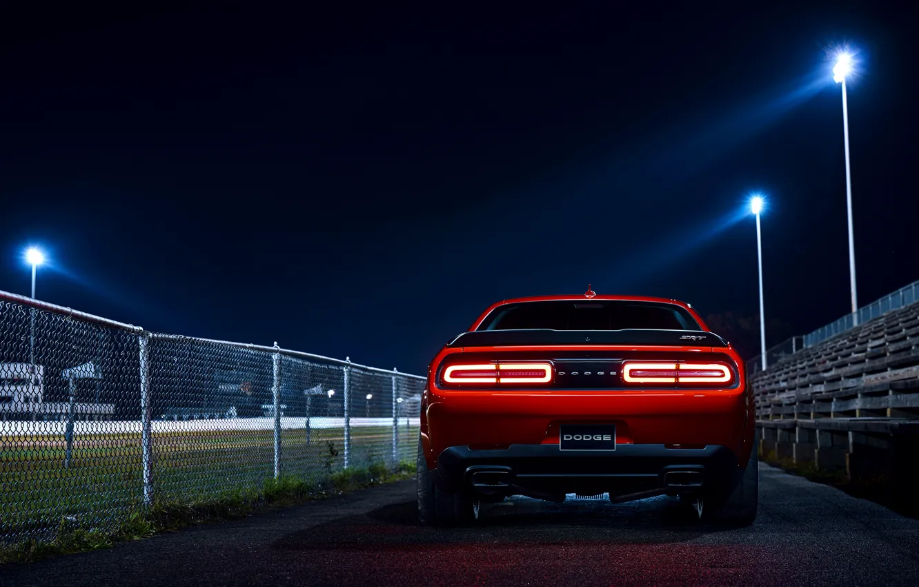 Photo wallpaper Dodge, Challenger, rear view, Dodge Challenger SRT Demon