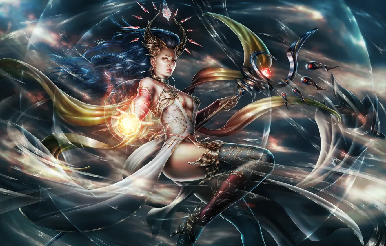 Photo wallpaper look, girl, magic, fantasy, art