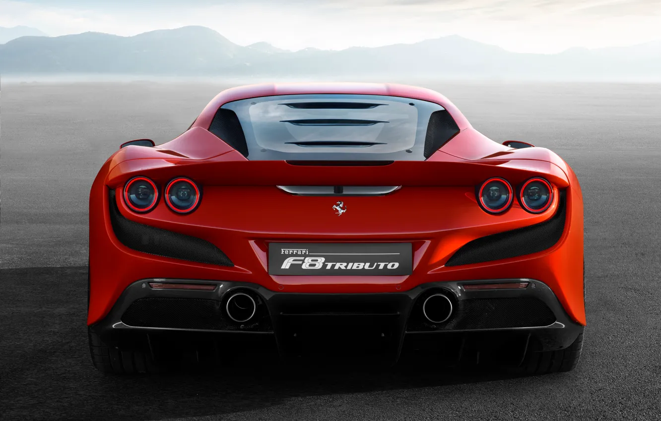 Photo wallpaper Ferrari, supercar, rear view, 2019, Tribute, Ferrari F8
